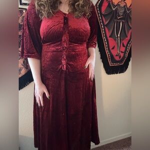 MISSLOOK Deep Red Velvet Dress
